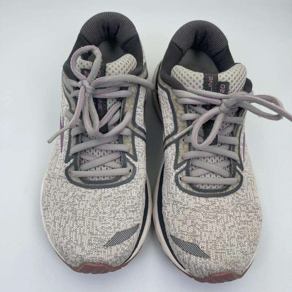 Brooks Adrenaline 20 1202961B030 Sneakers Womens US 7.5B Gray Knit Running Shoes